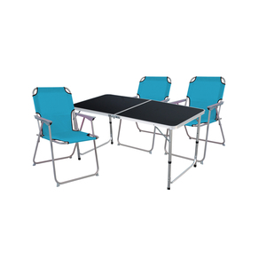 4-teiliges Campingm�bel Set Black Alu 120x60x58/70cm petrol