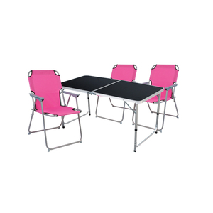 4-teiliges Campingm�bel Set Black Alu 120x60x58/70cm pink