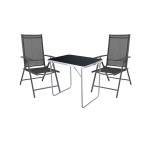 3-tlg. Camping Set Gartenm�bel Campingtisch 2 x Aluminium Klappstuhl