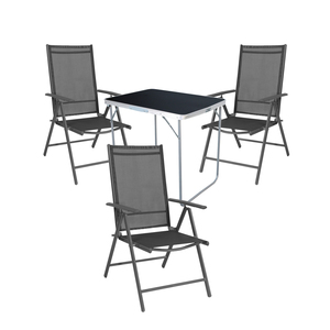 4-tlg. Camping Set Gartenm�bel Campingtisch 3 x Aluminium Klappstuhl