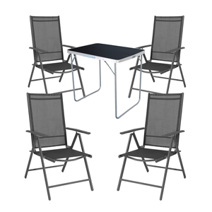 5-tlg. Camping Set Gartenm�bel Campingtisch 4 x Aluminium Klappstuhl