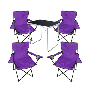 5-tlg Camping Set Campingtisch + 4 x Campingstuhl Klappstuhl Lila