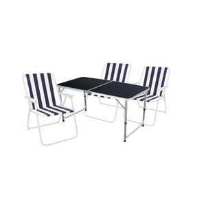 4-teiliges Campingm�bel Set Black Alu 120x60x58/70cm Blau-Wei�
