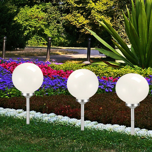 Groe Garten LED Solar Kugelleuchte  25cm Wei/Silber