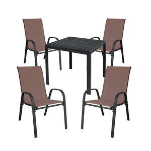 Gartengarnitur Sitzgarnitur 5-teilig L90xB90xH74cm Non-Wood Anthrazit