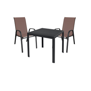 Gartengarnitur Sitzgarnitur 3-tlg. 90x90cm Nonwood Anthrazit / Schwarz