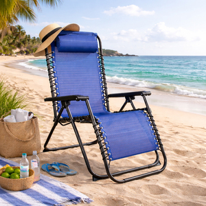 Relaxsessel Gartenstuhl klappbar Camping Balkon Terrasse Blau