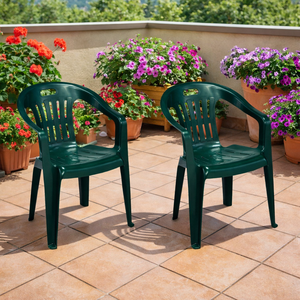 2er Stapelstuhl Bistrostuhl Gartenstuhl Outdoor Dunkelgr�n Kunststoff 