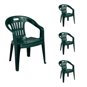 4 Stk Stapelstuhl Bistrostuhl Gartenstuhl MOJAWO Gr�n Kunststoff 