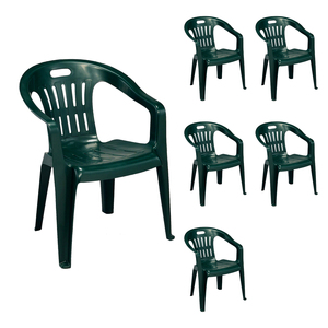 6 Stk Stapelstuhl Bistrostuhl Gartenstuhl MOJAWO Gr�n Kunststoff 