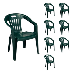 8 Stk Stapelstuhl Bistrostuhl Gartenstuhl MOJAWO Gr�n Kunststoff 