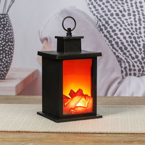 LED Tischkamin Kamin Laterne Tisch Kaminfeuer Timer Batterie B14xH25cm
