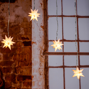 9er 3-D LED Vorhang Sterne Lichtervorhang Lichterkette Timer kaltwei� + Saugn�pfe