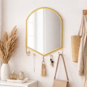 Wandspiegel H�ngespiegel Flurspiegel Badspiegel Spiegel Gold H42cm