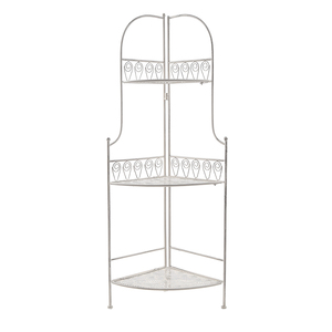 Eisen Eckregal Blumenregal mit 3 Ebenen 118cm Antik Wei�