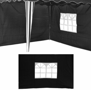 2 Seitenteile Fenster Seitenwand Faltpavillon Fenster Pavillon Schwarz 300x200cm