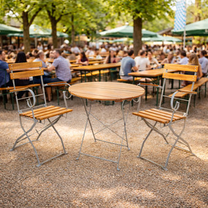 3er Biergarten Set Biergartengarnitur Biergartenm�bel Akazie 80cm