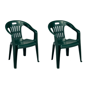 2er Set Stapelstuhl Bistrostuhl Gartenstuhl Dunkelgr�n Kunststoff 