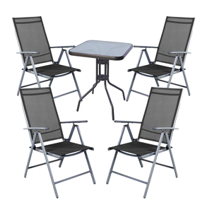 5-tlg Bistro Garnitur Bistrombel Klappstuhl Stuhl Tisch Sitzgruppe