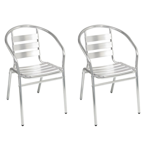 2 St�ck stabiler Aluminium Bistrostuhl Gartenstuhl stapelbar 
