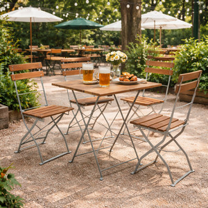 3-tlg Biergartenm�bel Bistroset Balkonset Klapptisch + 2 Klappst�hle
