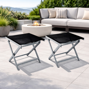 2er Set Garten Klapphocker / Fu�hocker Aluminium - Textilen