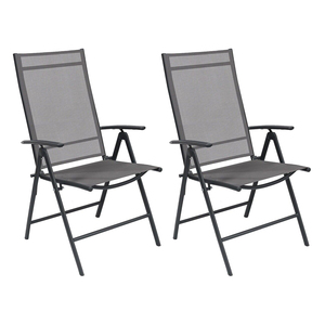 2 St�ck Garten Klappstuhl Hochlehner Metall - Textilen Anthrazit 7 Pos