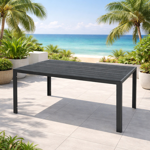 Gartentisch Aluminium Kunststoffholz anthrazit / grau 160 x 90 x 74 cm