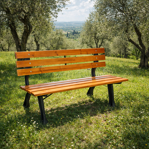 Stabile Parkbank Massivholz und Gusseisen 150 x 56 x 70 cm