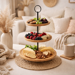 Runde Bambus-Etagere Servierregal 3-st�ckig 28xH35cm