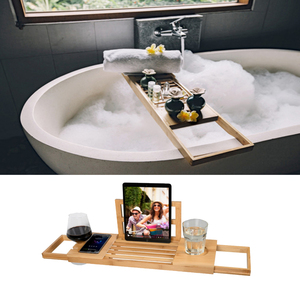 Badewannenablage Verstellbar Bambus-Badewannenbrett Badewannenablage