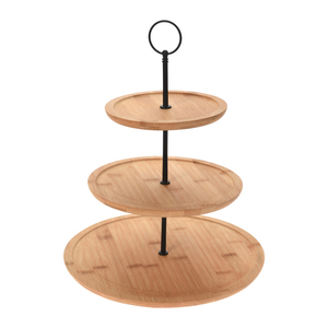 Bambus-Etagere Runde Servierregal 3-st�ckig 28xH35cm