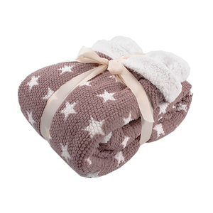 Sherpadecke Sofadecke Kuscheldecke Wolldecke 150x200cm Sterne