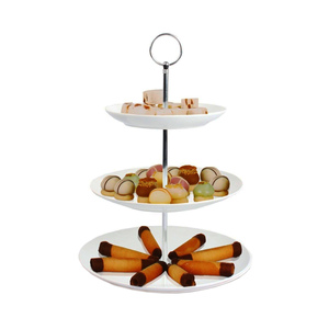 Runde Porzellan-Etagere Servierregal 3-st�ckig wei� 25cm