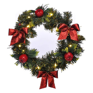 LED Hngekranz Trkranz Tanne Schleife 29cm warmwei Timerfunktion