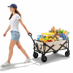 Faltbarer Bollerwagen Transportwagen Handwagen Gartenwagen Beige