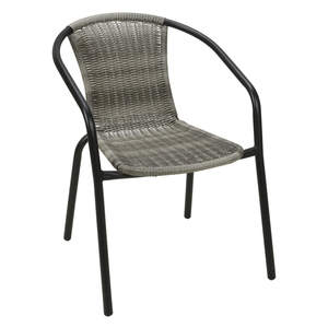 Stabiler Polyrattan Bistrostuhl Stapelstuhl Grau meliert / schwarz