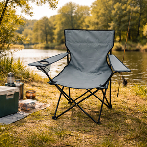 Anglersessel mit Getr�nkehalter und Tasche Dunkelgrau