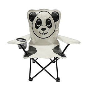 Kinder Anglersessel Hellgrau mit Getrnkehalter und Tasche Motiv Panda