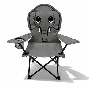 Kinder Anglersessel Dunkelgrau mit Getr�nkehalter und Tasche Elefant