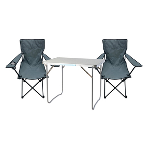 3-teiliges Campingmbel Set Schwarz XL Tisch 80x60x68cm + Anglersessel