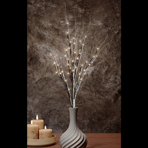 LED Lichterzweig Leuchtzweig Beleuchtung Warmwei� H60cm Batterie Au�en