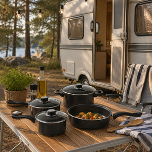 Camping Kochtopfset 7-teilig Leichtes Aluminium Topfset f�r Gasherde