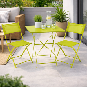 3tlg Bistroset Gartenm�belset Outdoorm�bel Balkon Limegr�n klappbar 