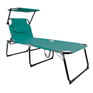XXL Aluminium Gartenliege Sonnenliege Aqua Dach und Kissen L200xB70cm