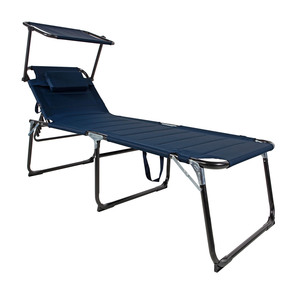 Aluminium Gartenliege Sonnenliege Dunkelblau  Dach Kissen L200xB70cm
