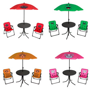 4tlg Kinder Campingmbel Set 2 x Campingstuhl + Tisch + Sonnenschirm