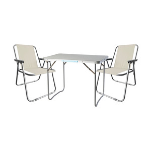 3tlg Campingm�bel Set Outdoorm�bel Camping Alu L70xB50xH59cm Beige