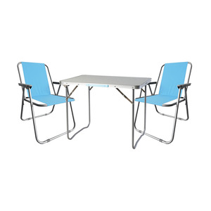 3tlg Campingm�bel Set Outdoorm�bel Camping Alu L70xB50xH59cm Hellblau