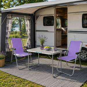 3tlg Campingm�bel Set Outdoorm�bel Camping Alu L70xB50xH59cm Lila